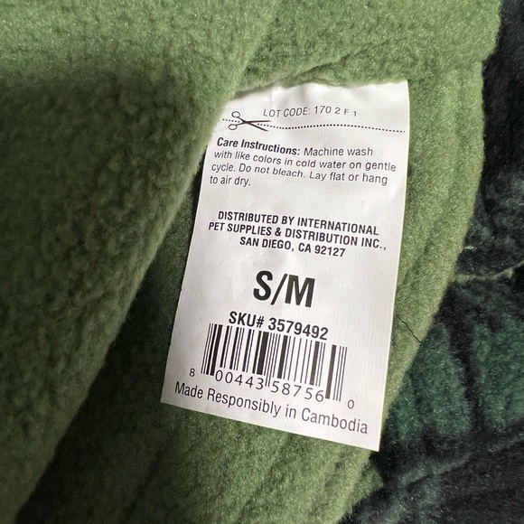 YOULY Green Check Cozy Dog Coat, Small/Medium - Picture 4 of 4